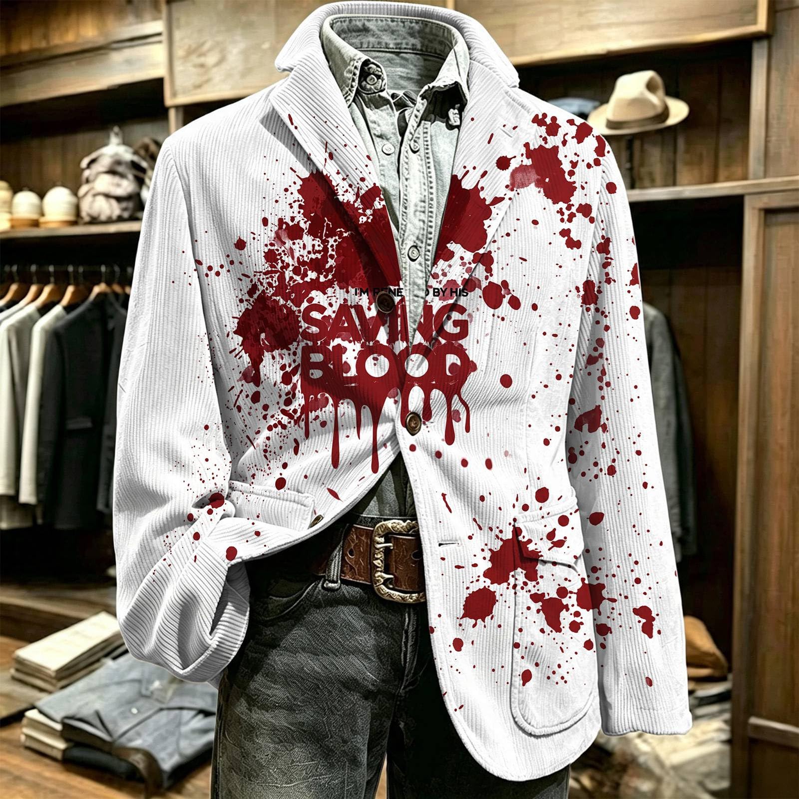 Giacca da uomo con colletto a risvolto, maniche lunghe, ideale per feste di Halloween, matrimoni, abbigliamento esterno con design in tessuto a coste, abbottonatura, taglio sciancrato, per uomo