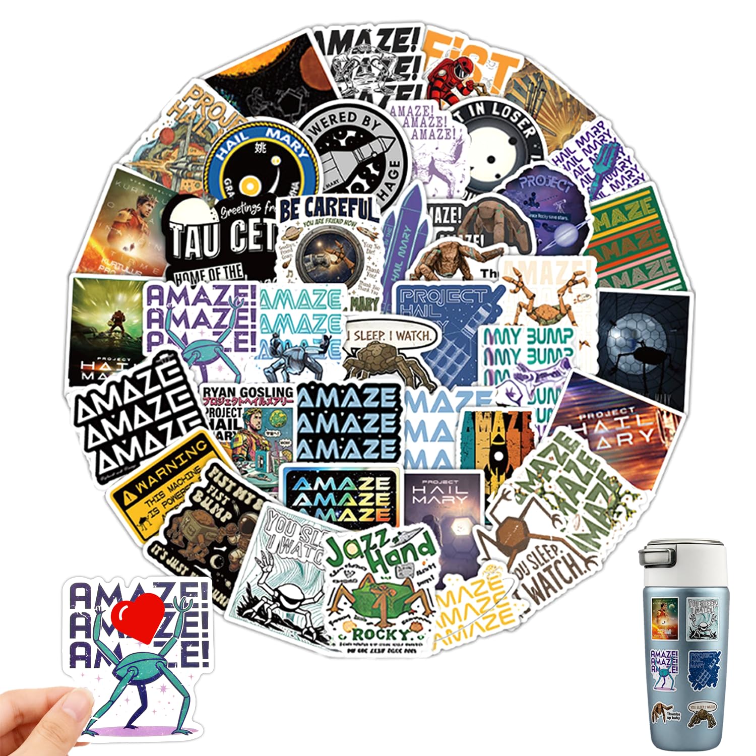 100Pcs Project H-il M-ry Stickers R-CKY Project H-il M-ry Sticker Merch UK Funny Waterproof Alien The Project H-il M-ry Vinyl Decals Merchandise Gifts for Fans