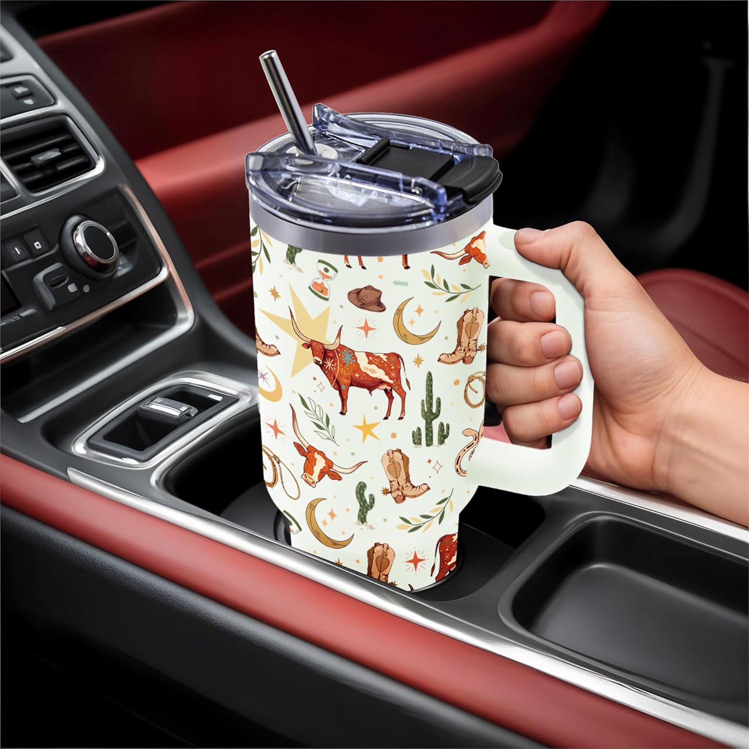 Rodeo Tumbler Gifts for Men, 40oz Cowgirl Western Tumbler with Handle for Women, Reusable Durable for Gym or Outdoors, Birthday Christmas Thanksgiving Day Gifts for Friends - Image 7