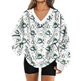 Christmas Sweatshirts for Women Xmas Snowman Print Flannel Shirts V Neck Long Sleeve Plush 2025 Ugly Christmas Sweater