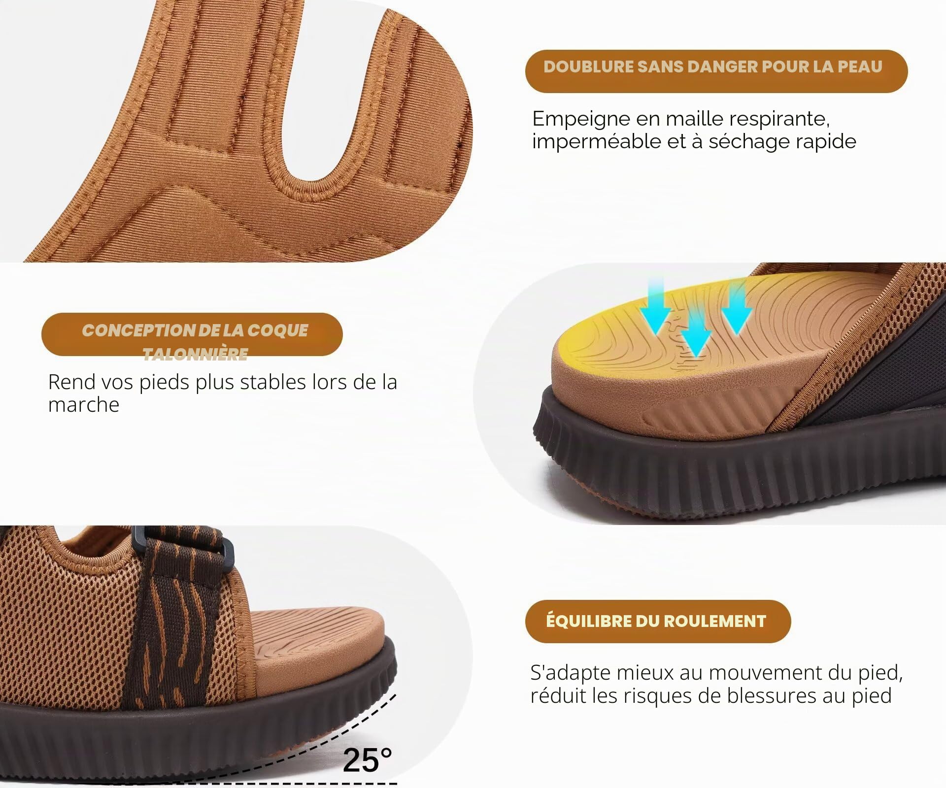 KuaiLu Sandales Hommes Confortable Sport et d'extérieur Orthopedique Plateforme Sandale