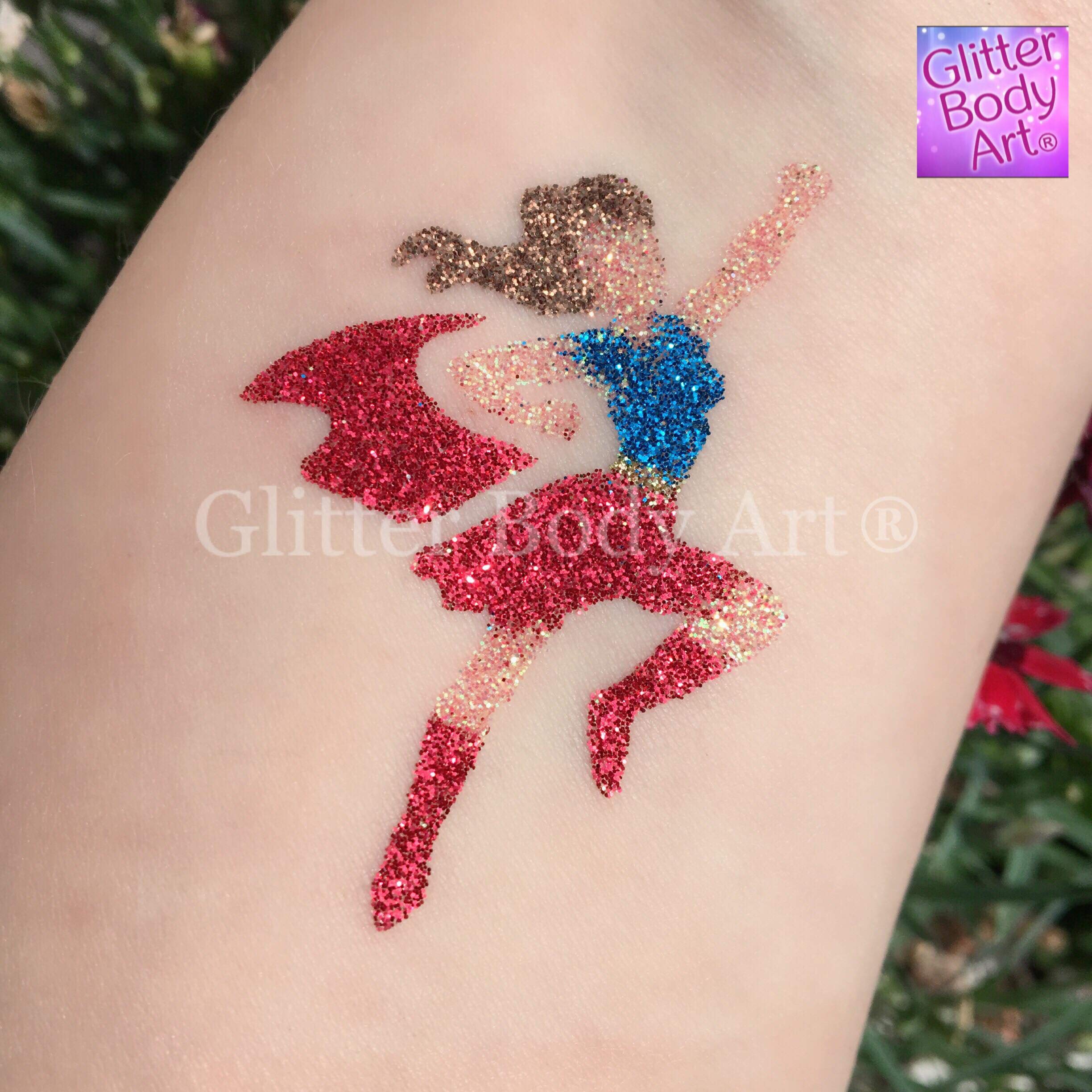 Superhero Glitter Tattoo Stencil Pack of 24 x Superheroes stencil