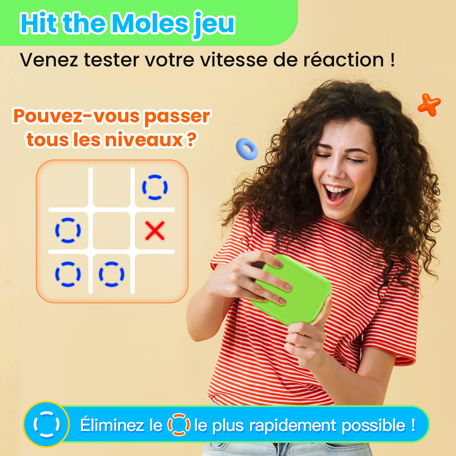 Boîte de Jeu Tic Tac Toe Rechargeable Contenant 5 Jeux Amusants pour Le Cerveau et la mémoire Console de Puzzle compacte Portable Jeux de Voyage pour Tous Les âges 3 + Cadeaux de Noël(Vert)