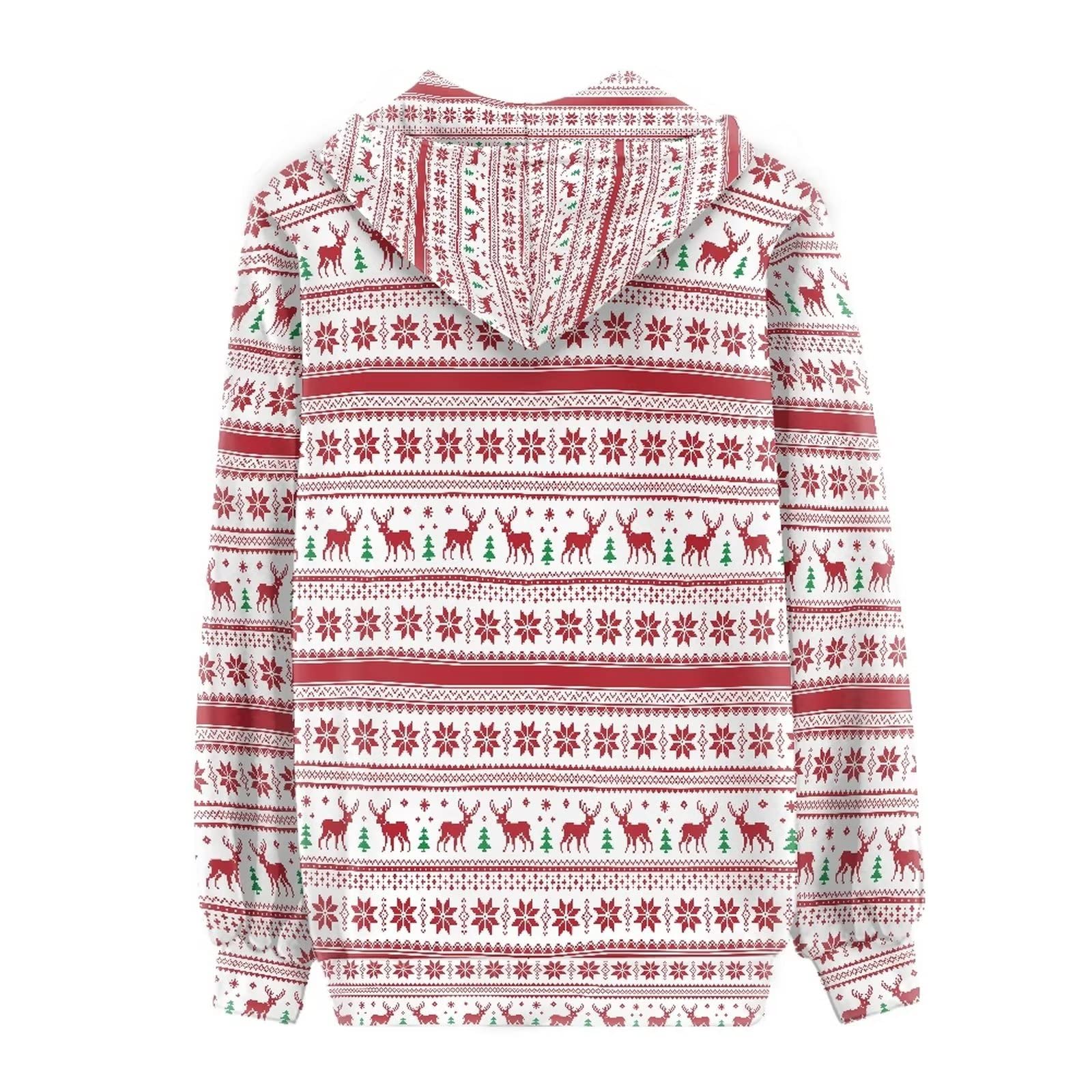 Felpe con cappuccio da donna con zip intera con tasche, Natale., S
