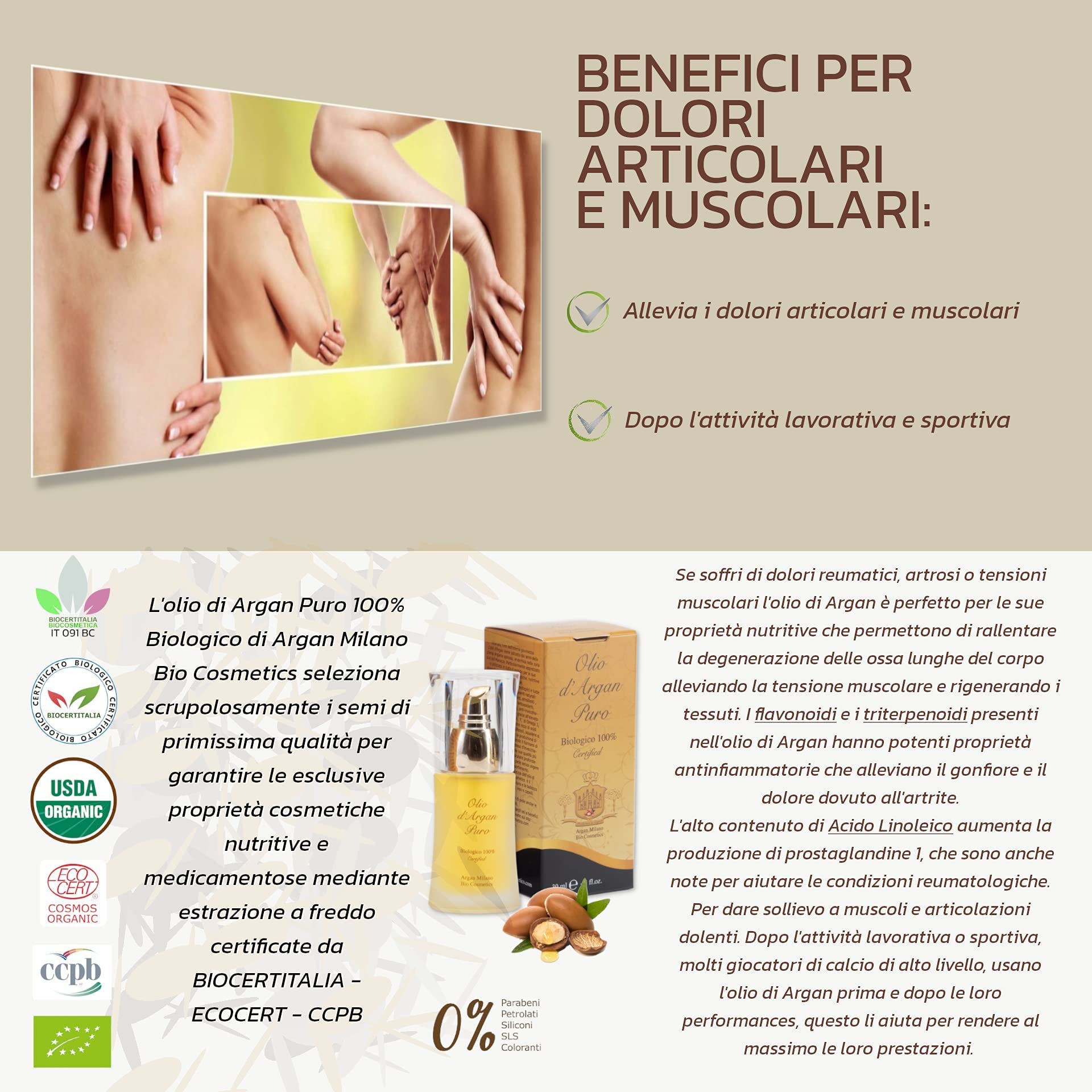 Olio di Argan Puro 100% Biologico Certificato - Idratante Naturale Anti-invecchiamento per la pelle, viso, corpo e capelli Ricco di Proprietà nutrienti, rigeneranti e ristrutturanti (500 ml)