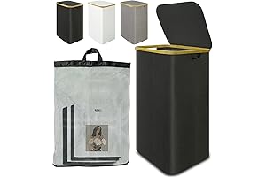 Bamboo Laundry Hamper with Lid - 88L Collapsible Storage for Dirty Clothes