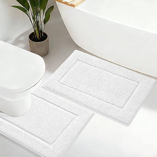 Miniatura 30 de Alfombras de baño de 32"x20", tapete de baño de microfibra absorbente ultra suave, grueso, afelpado y esponjoso, respaldo antideslizante, tapetes de