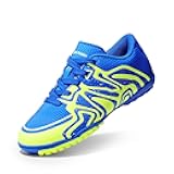 Boys Girls Indoor Turf Soccer Cleats Lace Up Athletic Youth Futsal Football Shoes for Little/Big Kid
