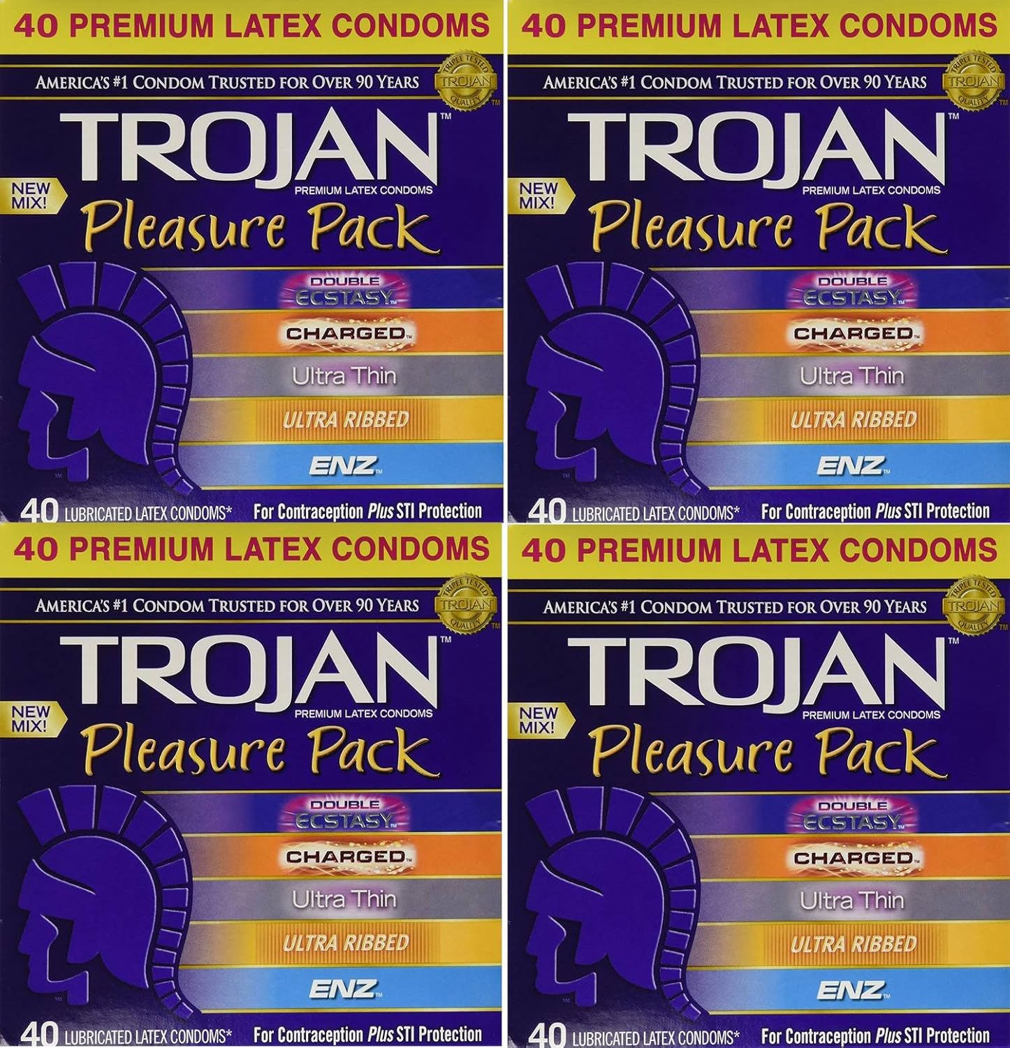 Trojan, Pleasure Pack Premium UMypO Lubricated Latex Condoms 40 Count (Pack of 4