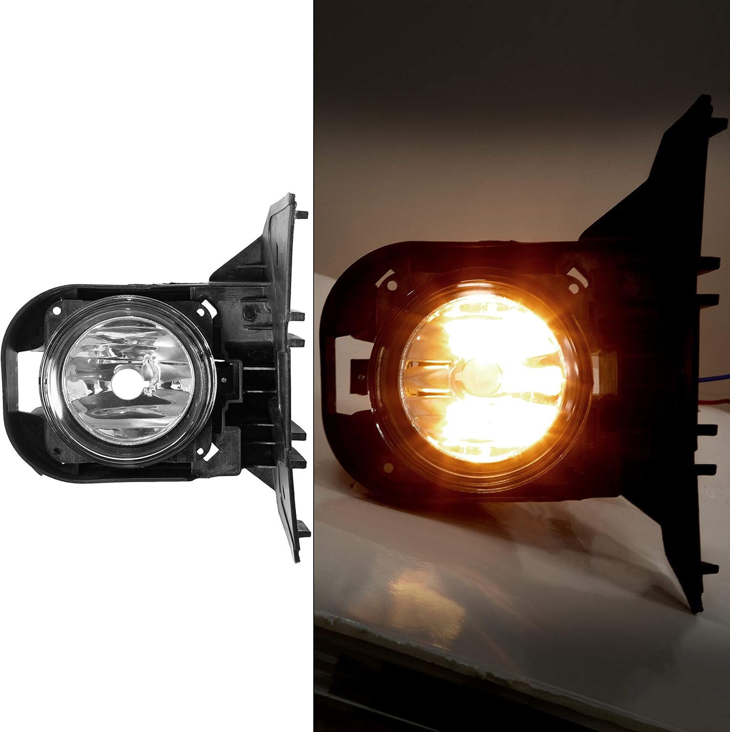 ECOTRIC Left Fog Light w/Bezel Compatible with 2000-2004 Ford F150 Harley Davidson Edition Front Fog Lamp (Driver Side) Replacement for FO2592204