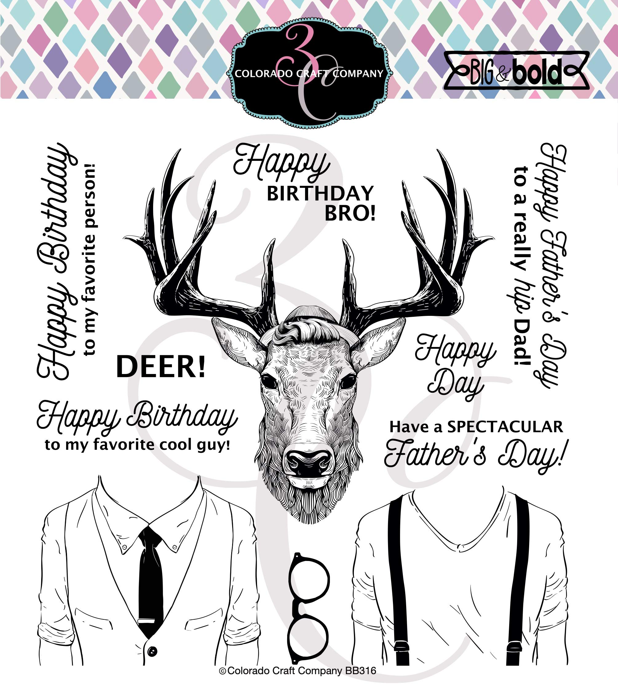 COLORADO CRAFT COMPANY Colorado Clear Stamp Hip, Hipster Deer-Big & Bold