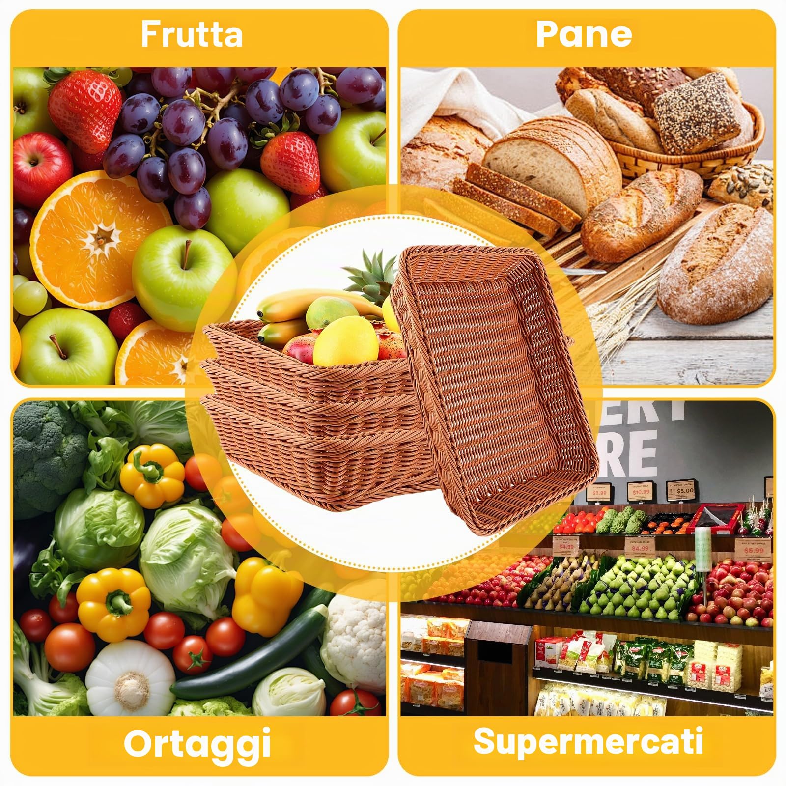 DAJAVE Mini Cestino in Vimini per Alimenti, Caramelle, Gelatine e Frutta Cesto Piccolo, Cestino Vimini, Contenitore per Alimenti, Cestino Vimini Piccolo Ideale (marrone, 40x30x8CM)