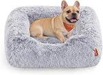 Feandrea Dog Bed, Dog Sofa Bed, 91 x 68 x 18 cm, with Soft Padding, Raised Edges, Removable and Machine Washable Cover, Non-Slip, Grey Ombré PGW272G01