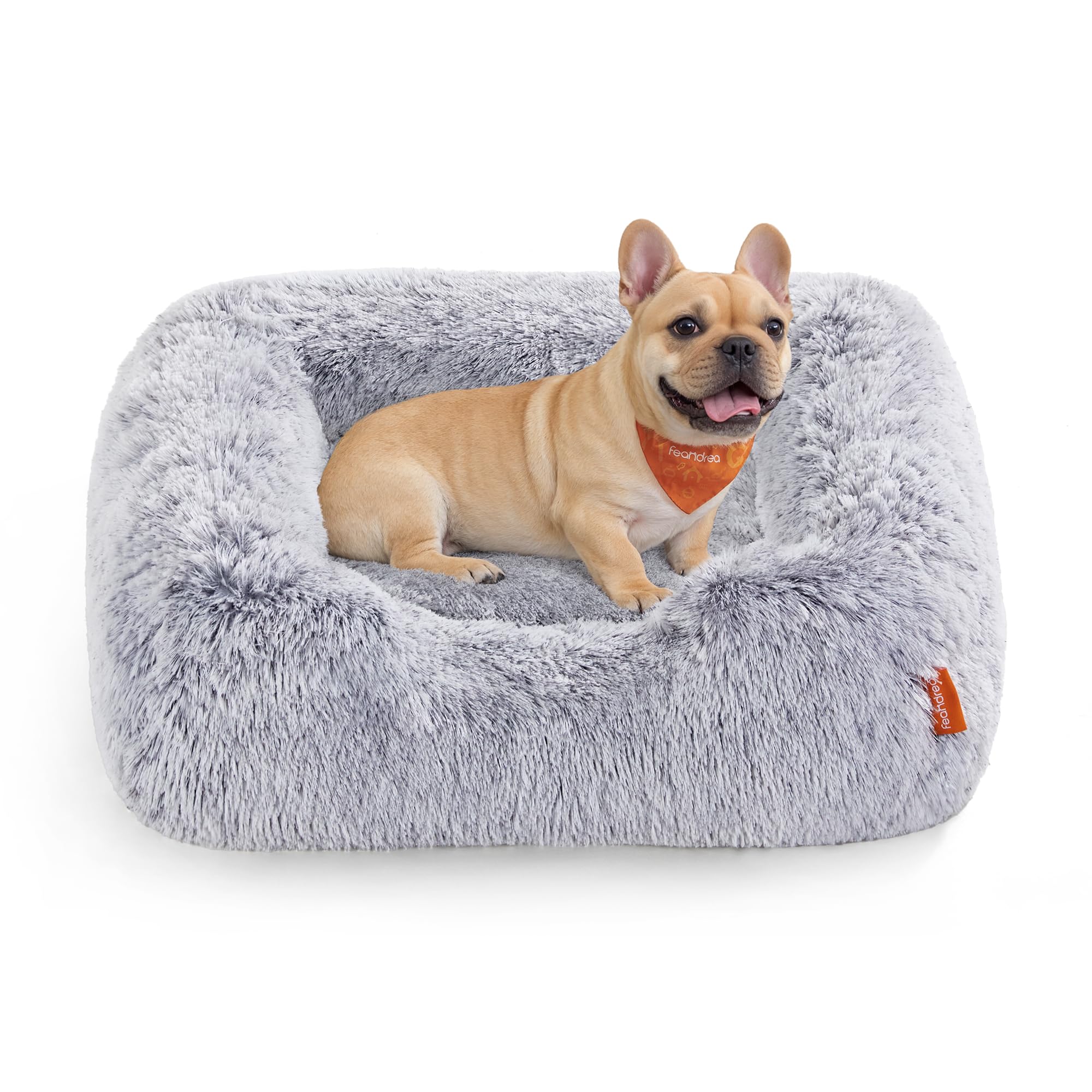 Feandrea Cuccia per Cani, Divano per Cani, 71 x 55 x 18 cm, Cuscino per Animali, Imbottitura Morbida Bordi Rialzati, Copertura Sfoderabile e Lavabile in Lavatrice, Antiscivolo, Grigio Ombré PGW271G01