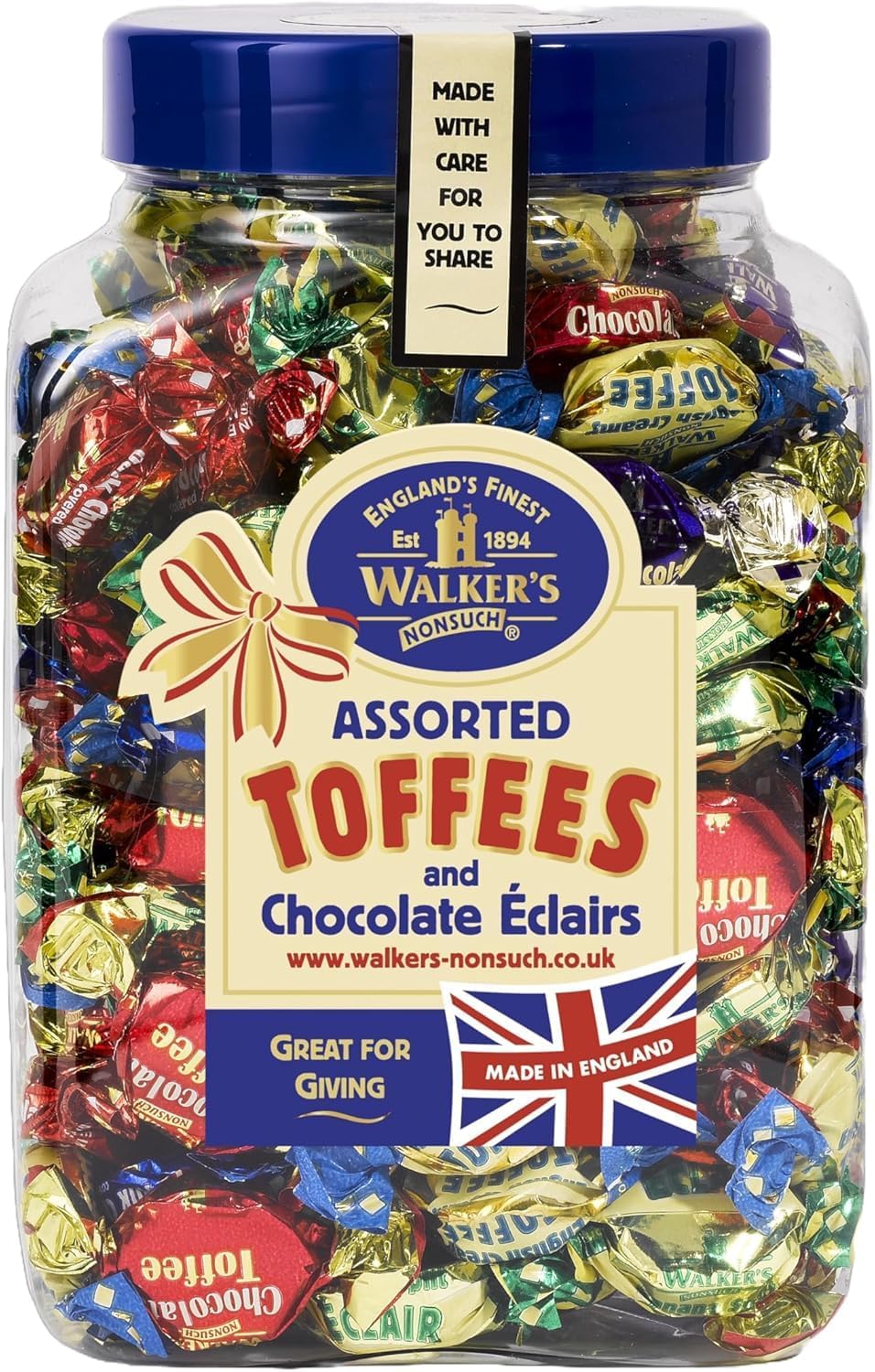 WALKERS NONSUCH Assorted Toffees and Chocolate Eclairs Jars 1.25 kg Traditional Sweets
