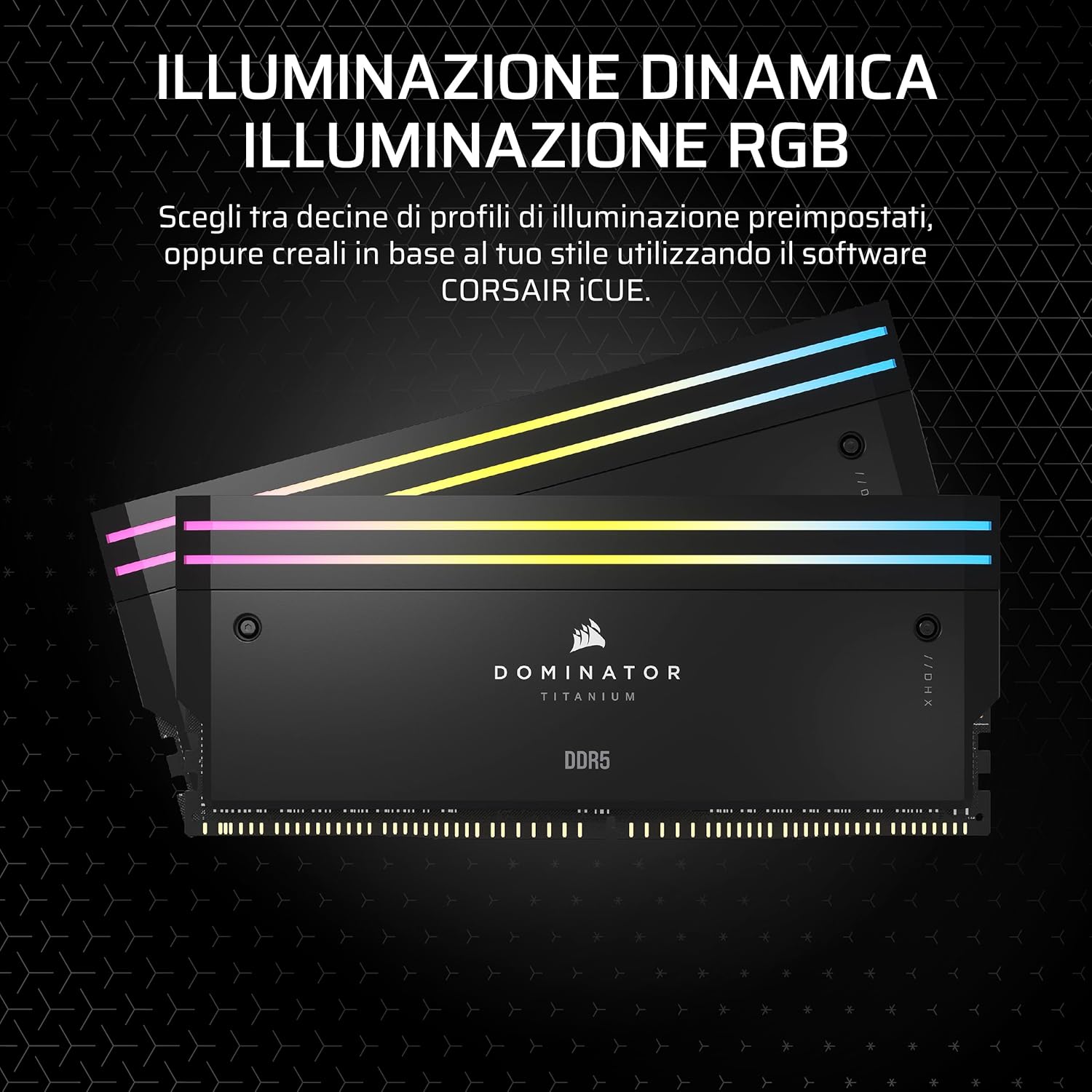 CORSAIR DOMINATOR TITANIUM DDR5 RGB Kit di Potenziamento Della Luce ÔÇô 2x Moduli ÔÇô 0 GB RAM ÔÇô CORSAIR Compatibile con iCUE ÔÇô Nero - RAM - Immagine 2