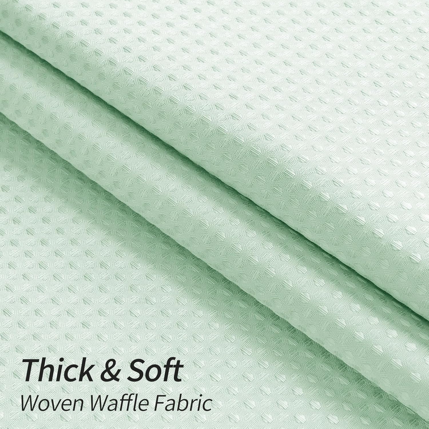 MitoVilla Extra Long 72 x 84 Shower Curtain Set with Snap-in Liner, Green Waffle XL Heavyweight Fabric Cloth Shower Curtains for Modern Luxury Hotel Spa Bathroom Decor, Mint Green