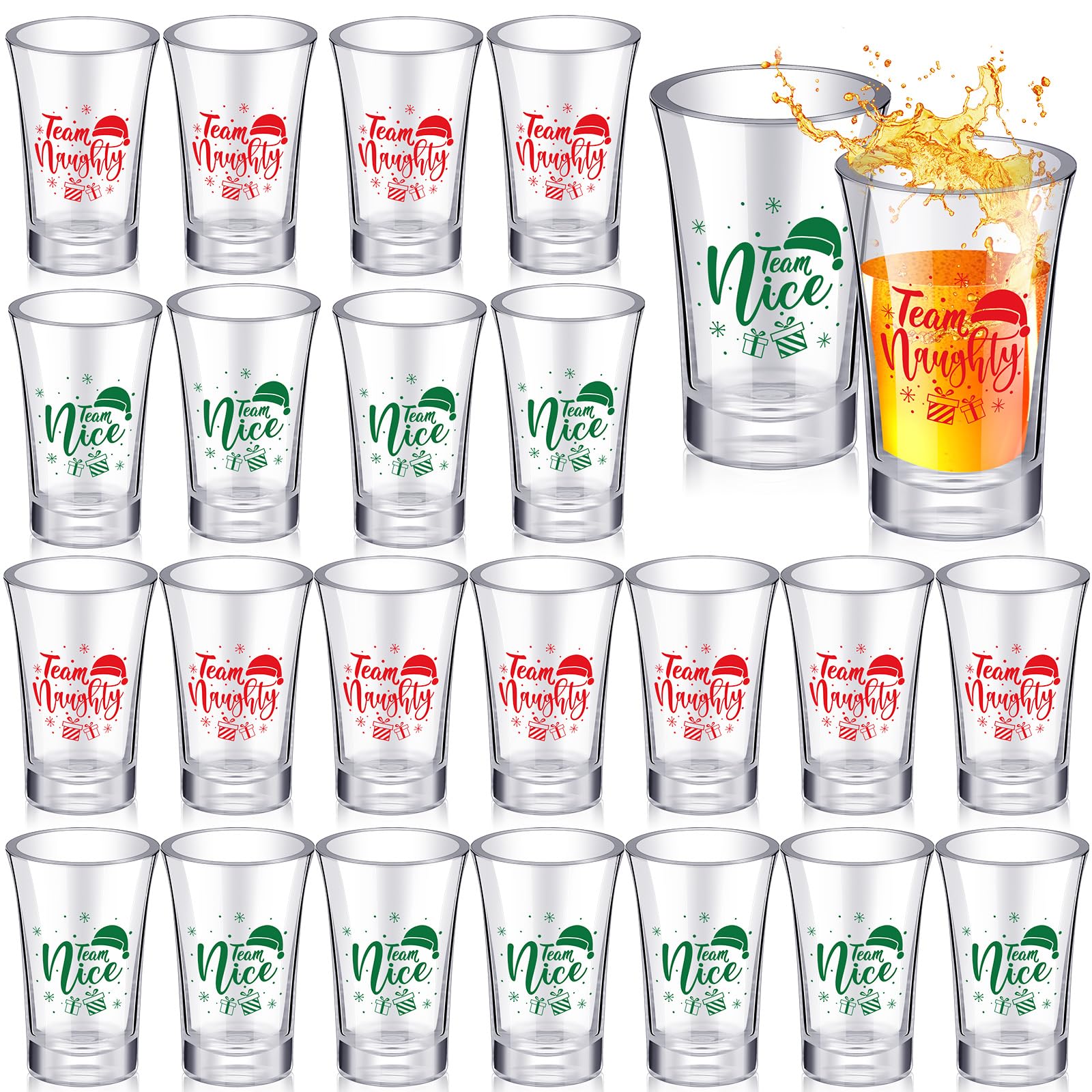 Ziliny 24 Pcs Christmas Shot Glasses Funny Novelty Glass Set 1.2 oz ...