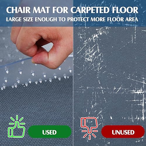 Miniatura 4 de Tinideya Tapete redondo para silla de oficina de 45 pulgadas, transparente con borde extendido, protector de alfombra transparente para computadora,