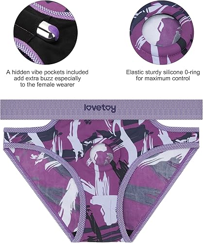 Miniatura 2 de Lovetoy - Arnés de consolador con correa y arnés de consolador morado suave con junta tórica elástica de silicona de 1.6 pulgadas, juguetes sexuales