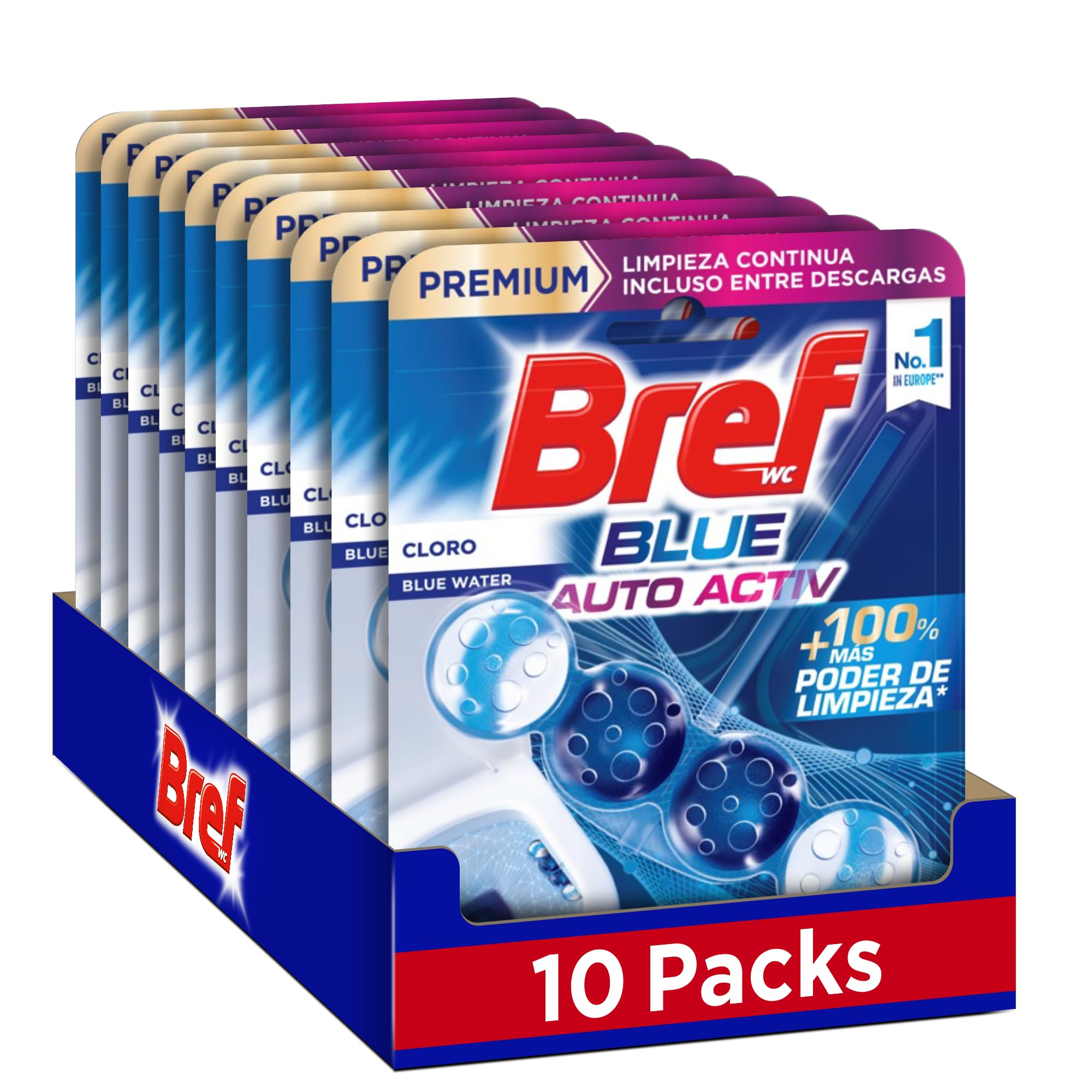 Bref WC Poweractive Lot de 10 nettoyants pour les toilettes