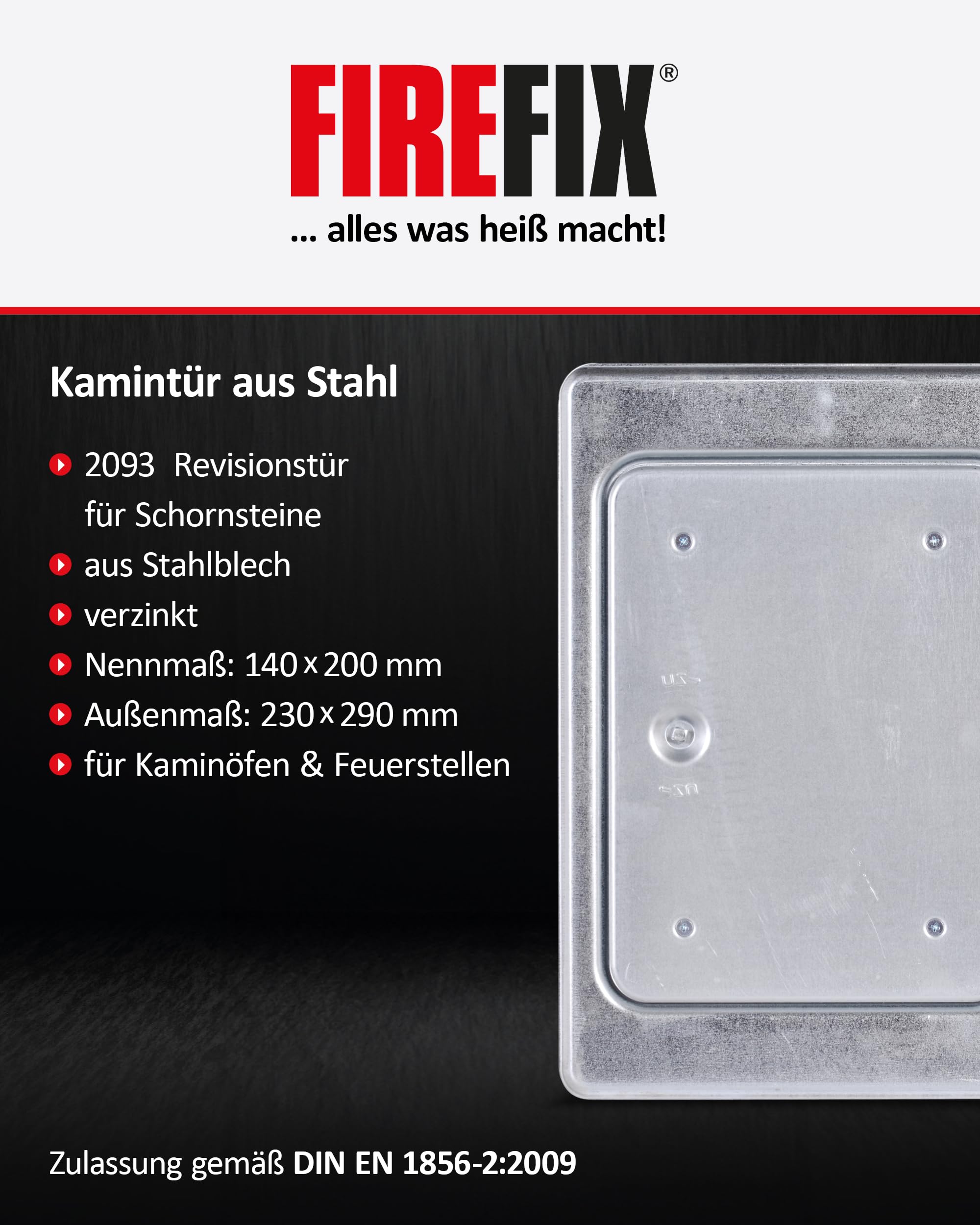 FIREFIX 2093 - Puerta de Chimenea (galvanizada, 140 x 200 mm, 230 x 290 mm, Acero)
