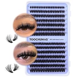 Fluff Lash Clusters 60D+80D Thick Eyelash Clusters D Curly Wispy Individual Lashes 10-18mm Cluster EyelashExtensions 280pcs False Eyelashes DIY Flat Lash Extension by TOOCHUNAG