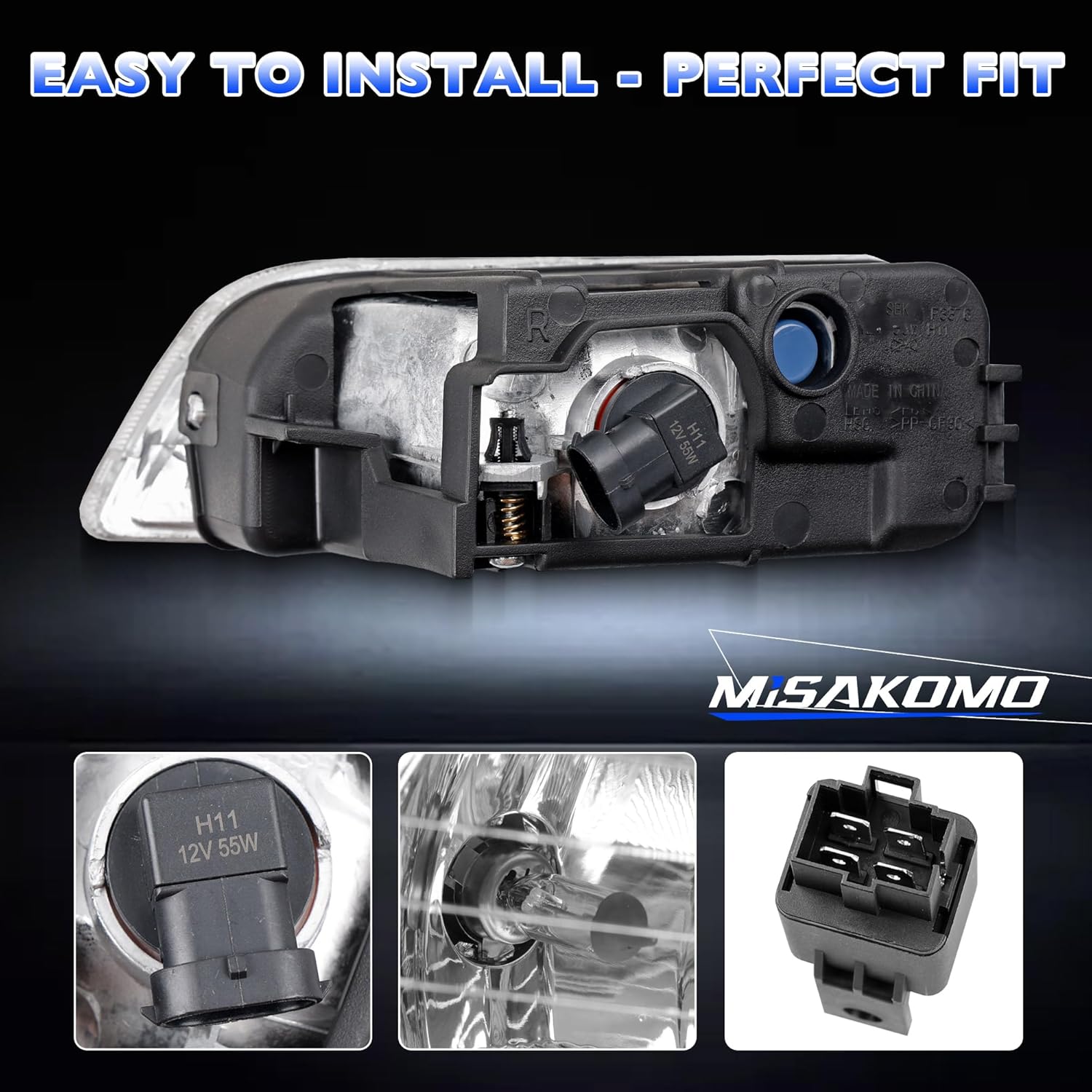 Fog Lights - Front Fog Lamps Assembly Compatible with Honda Accord Sedan 2006 2007- Fog Light Replacement Kit Replacement for 08V31-SDN-101, 08V31-SDA-102,HO2591101 and HO2591102