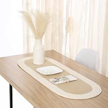 Encasa XO Dining Table Runner, Ribbed Cotton Cloth 30x91 cm Beige