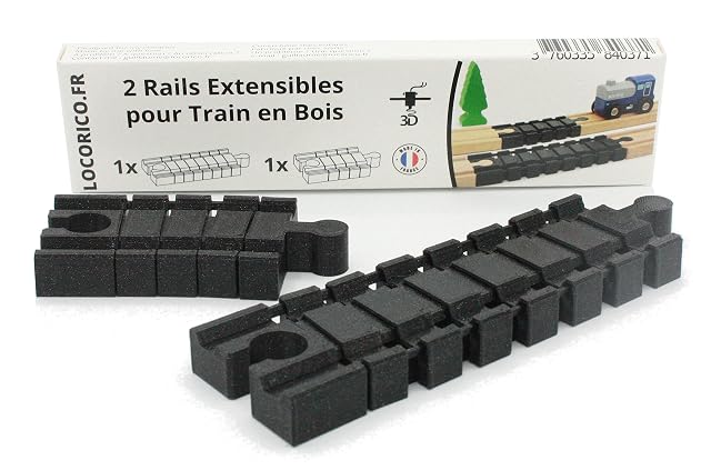 Foto 2 de 7 de Locorico - 2 rieles extensibles para tren de madera compatibles Brio
