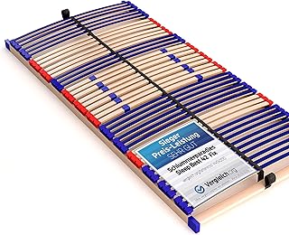 stabiler Lattenrost 100% BUCHE Lattenrahmen - nicht verstellbar, starr - SCHULTERFRÄSUNG, 7 Zonen, 42 Federleisten, Härte-Regulierung, Mittelgurt - FIX SLEEP BEST 42® unmontiert (90x200cm)