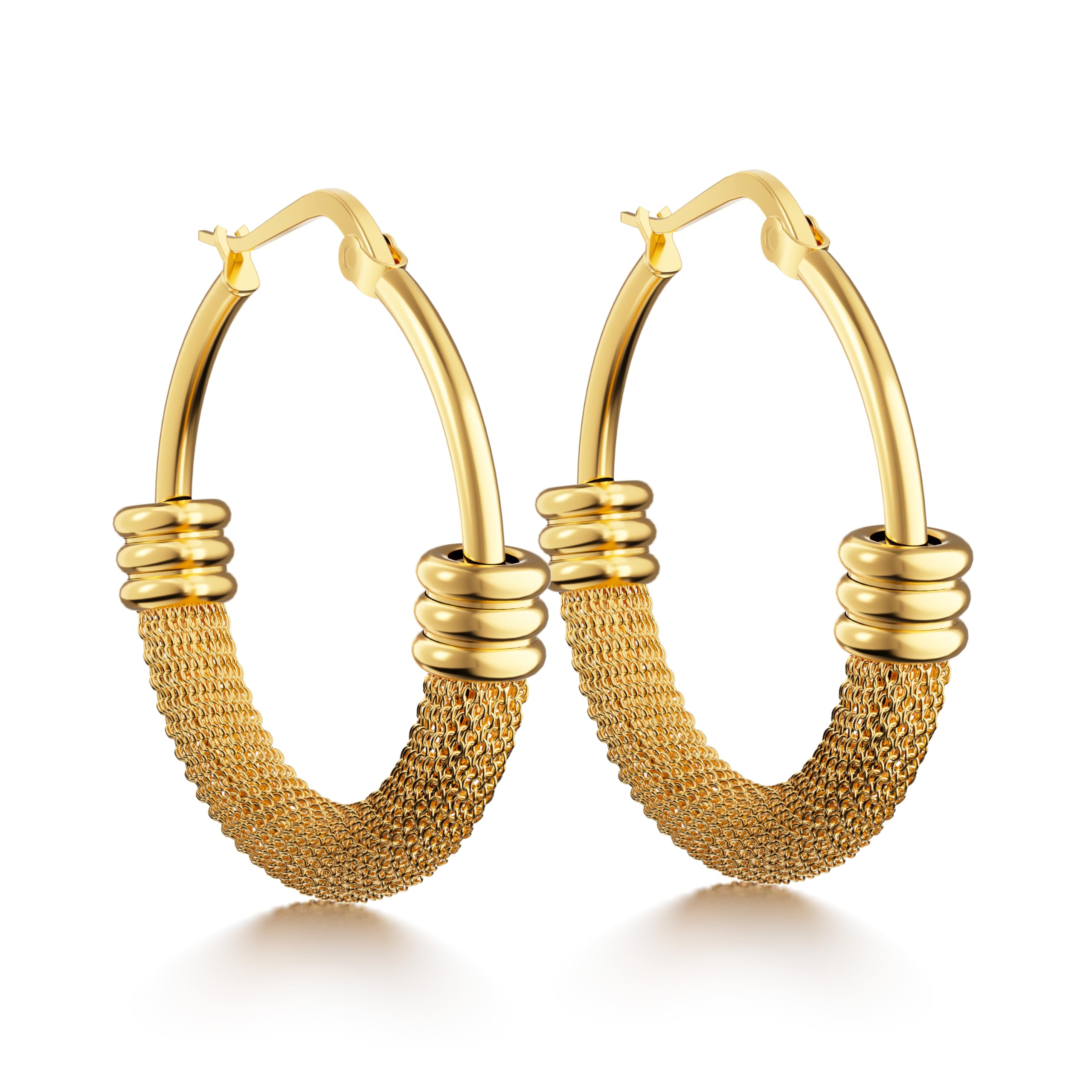 25mm/30mm Trendy Hoop Earrings For Women, Minimalist & Chic, 18K Gold Plated 316L Stainless Steel
