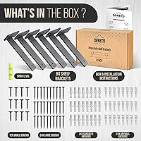 Vista 5 de Heavy Duty Floating Shelf Bracket (6 inch-6 Pack) with (1/4”-Thick) Metal Black, Holds 160+lb, Powder Coated, Complete Mounting Hardware, Easy