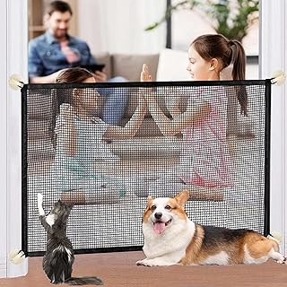 Portable Mesh Baby Gate 43.3"x30.9",Black Mesh Magic Pet Dog Gate for Stairs/Doorways/Hallways Easy-Install Child's Safety Gates Folding for Indoor and Outdoor Safety Gate Install Anywhere for Dogs