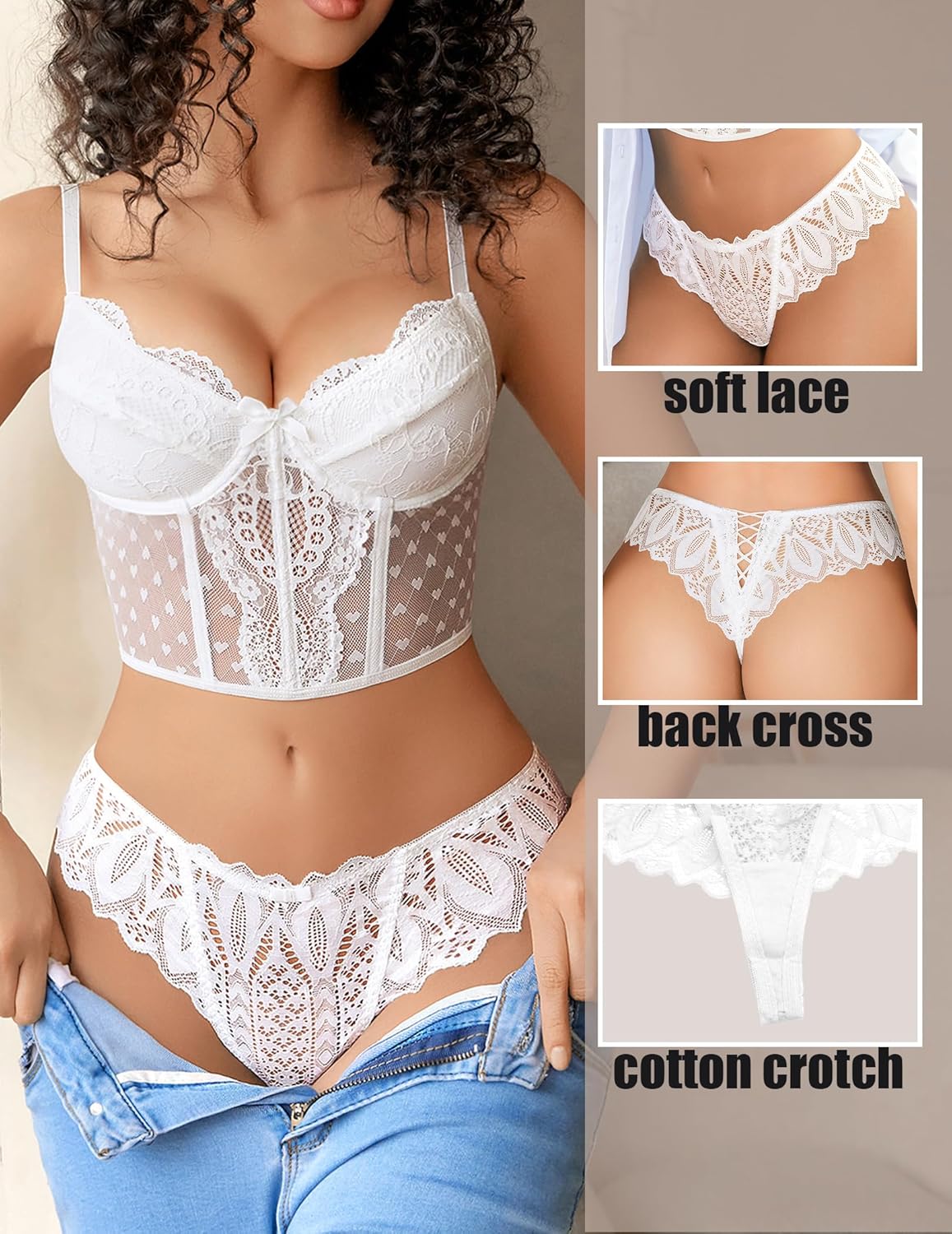 Avidlove Panties for Women Lace Thongs Cross Back Tanga Sexy Cheeky Low Waist Bikinis Underwear - Image 3