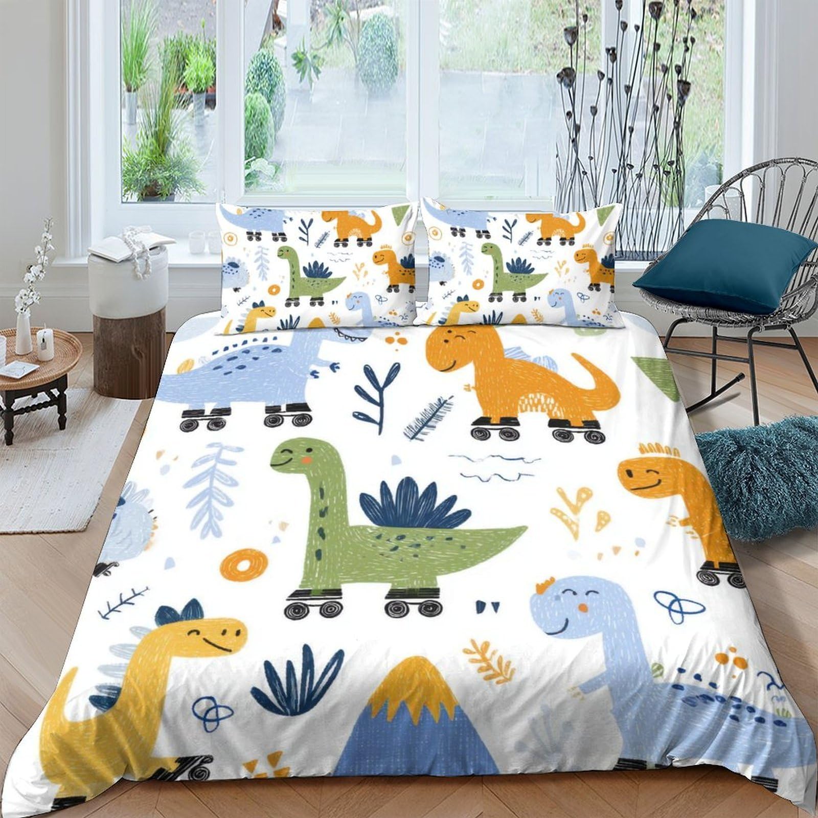 Ctjqhvkz Style-10 3D Printed Cartoon Dinosaur Fitted Sheet Microfiber Soft Colourful Animal Bed Sheet For Bedroom Dorm Mattress Decor Single（135X200cm）