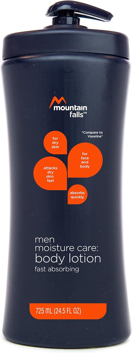 Mountain Falls Moisture Care: Men's Body Lotion, Fast Absorbing, Pump Bottle, Compare to Vaseline, 24.5 Fluid Ounce