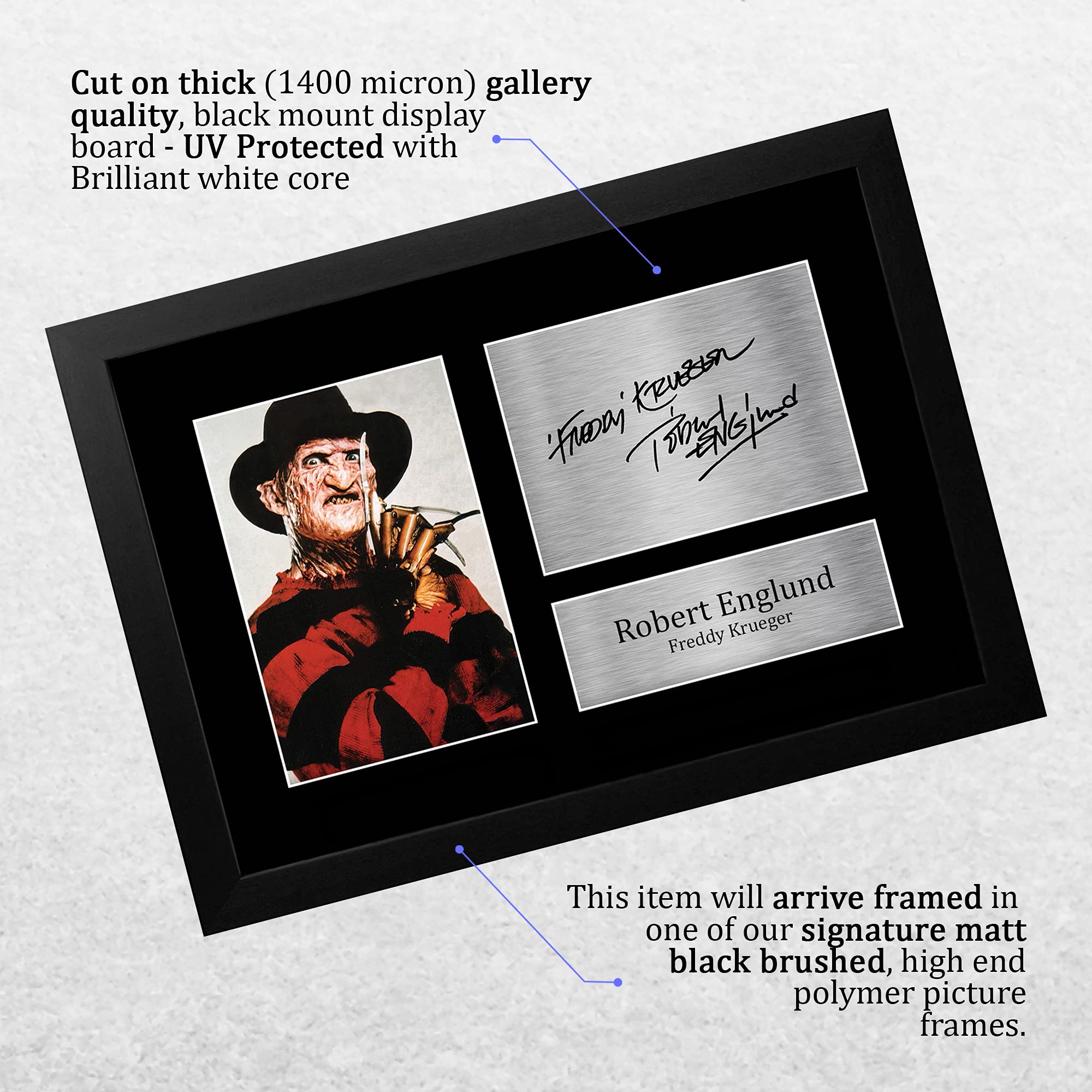 HWC Trading Freddy Krueger A4 Incorniciato Firmato Regalo Visualizzazione Delle Foto Print Immagine Autografo Stampato Per Robert Englund Gli Appassionati Di Cinema