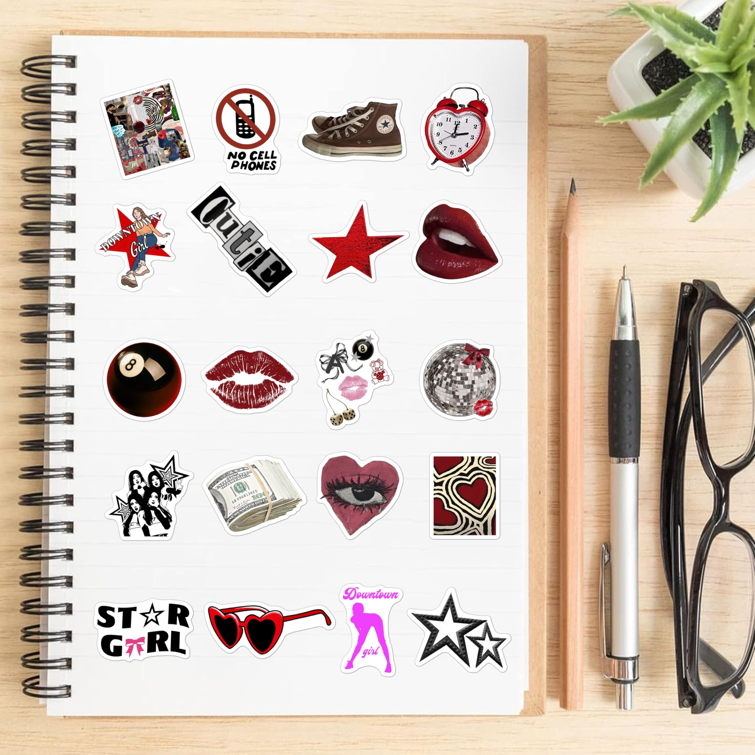 Lot De 100 Autocollants Esthétiques Y2K – Vinyle Imperméable, Motifs Mignons Downtown Girls, DIY Déco Pour Ados