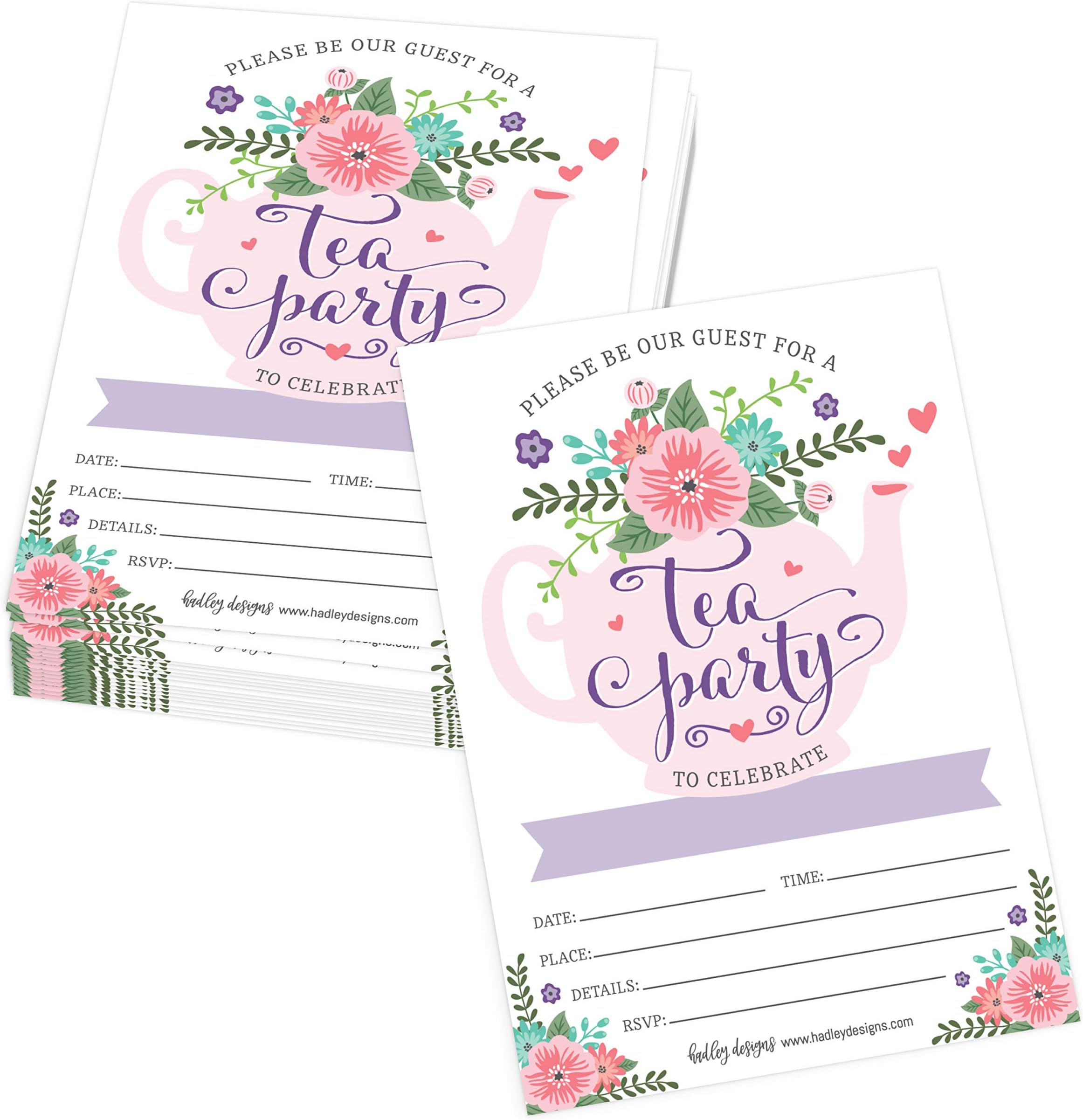 25 Tea Party Birthday Invitations Girl Tea Party Invites For Girls - Princess Tea Party Invitations For Girls Birthday Invitations, Girl Birthday Party Invitations Tea Party Birthday Invites For Girls