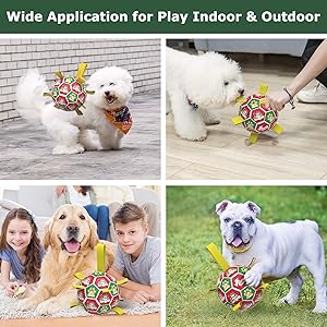 QDAN Christmas Dog Toys: Dog Soccer Ball with Straps for Outdoor Play, Tug of War, Puppy Gifts Durable 8-Inch Dog Balls for Medium Large Dogs