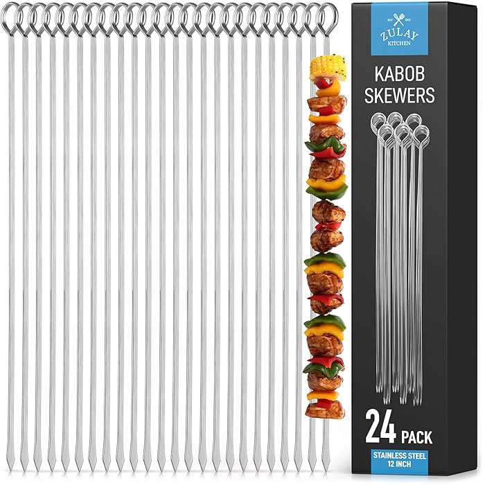 Buy Zulay 24 Pack Shish Kabob Skewers 12 Inch Stainless Steel Metal