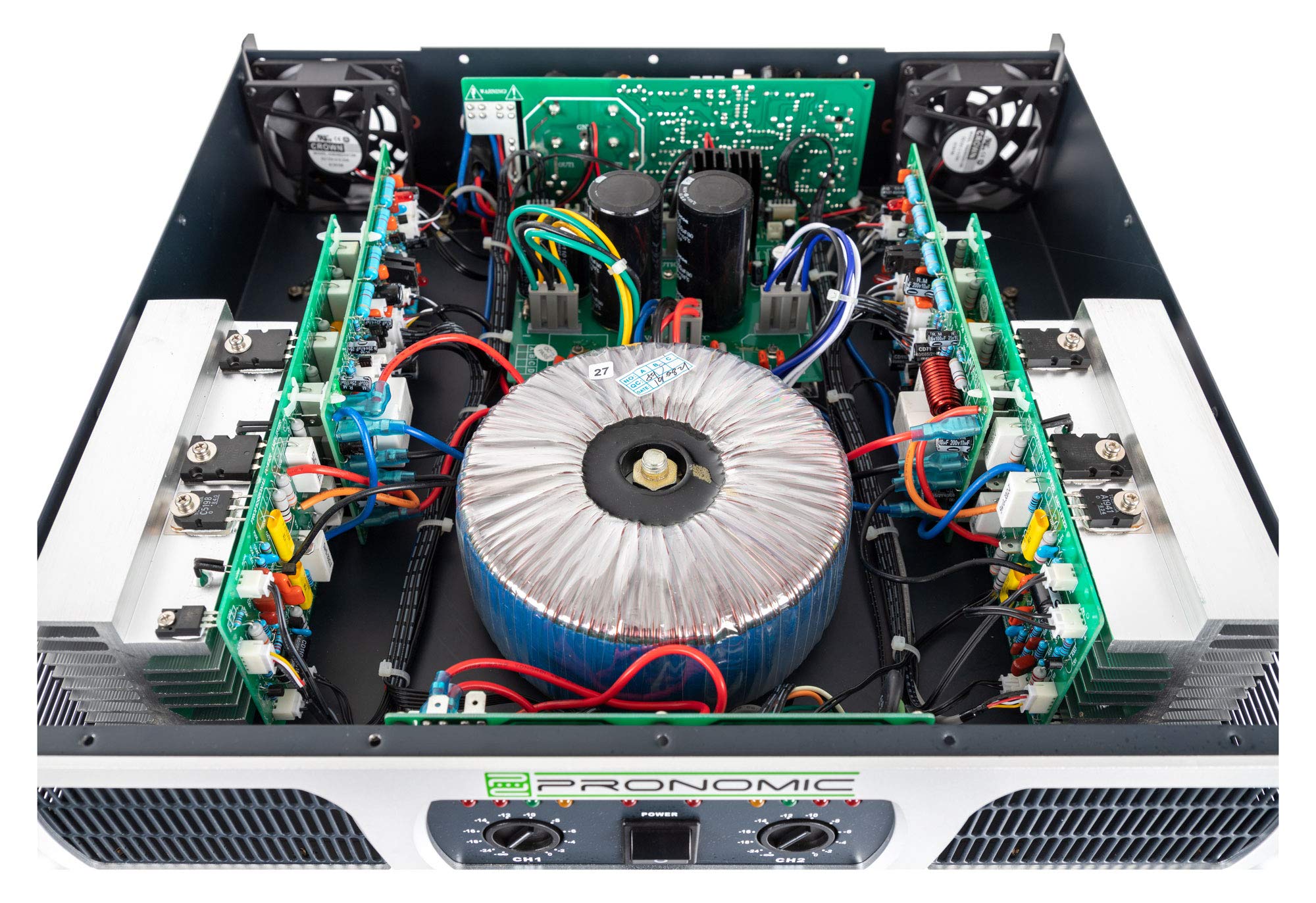 Pronomic TL-200 Finale: amplificatore stereo 2x500W@2O, ventola termoregolata, modalità Parallel/Stereo/Bridge, circuiti protezione, uscita Class AB.
