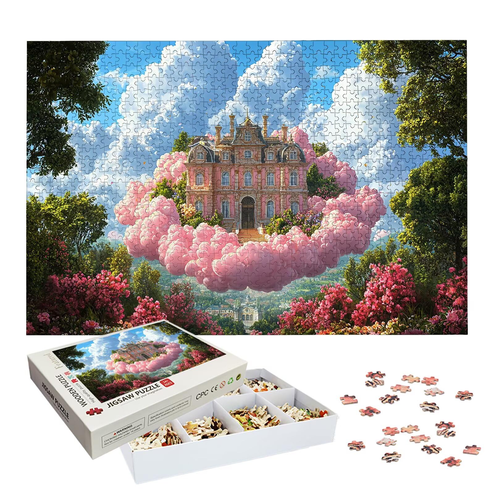 Puzzle 3000 Pièces Château, Puzzle 3000 Pièces Adultes et Enfants, Puzzles Bois avec Une Boîte d'emballage Exquise, Jeu Éducatif Puzzles Fleur, Decoration Maison, Cadeau Femme, Cadeau Homme, -8965