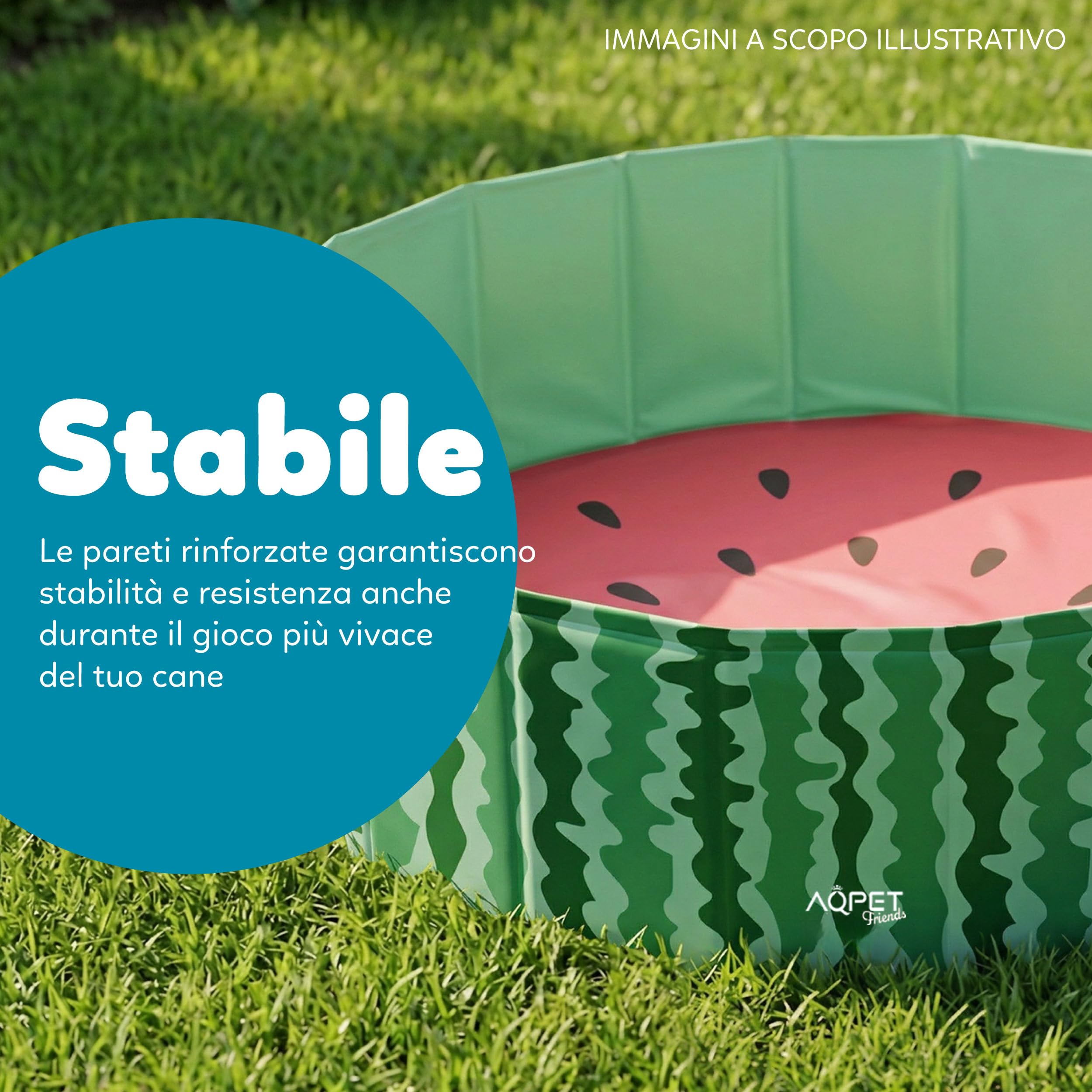 AQPET AqpetFriends - Piscina de plástico para Perros y Mascotas, Plegable, 120 x 30 cm, diseño de Frutas