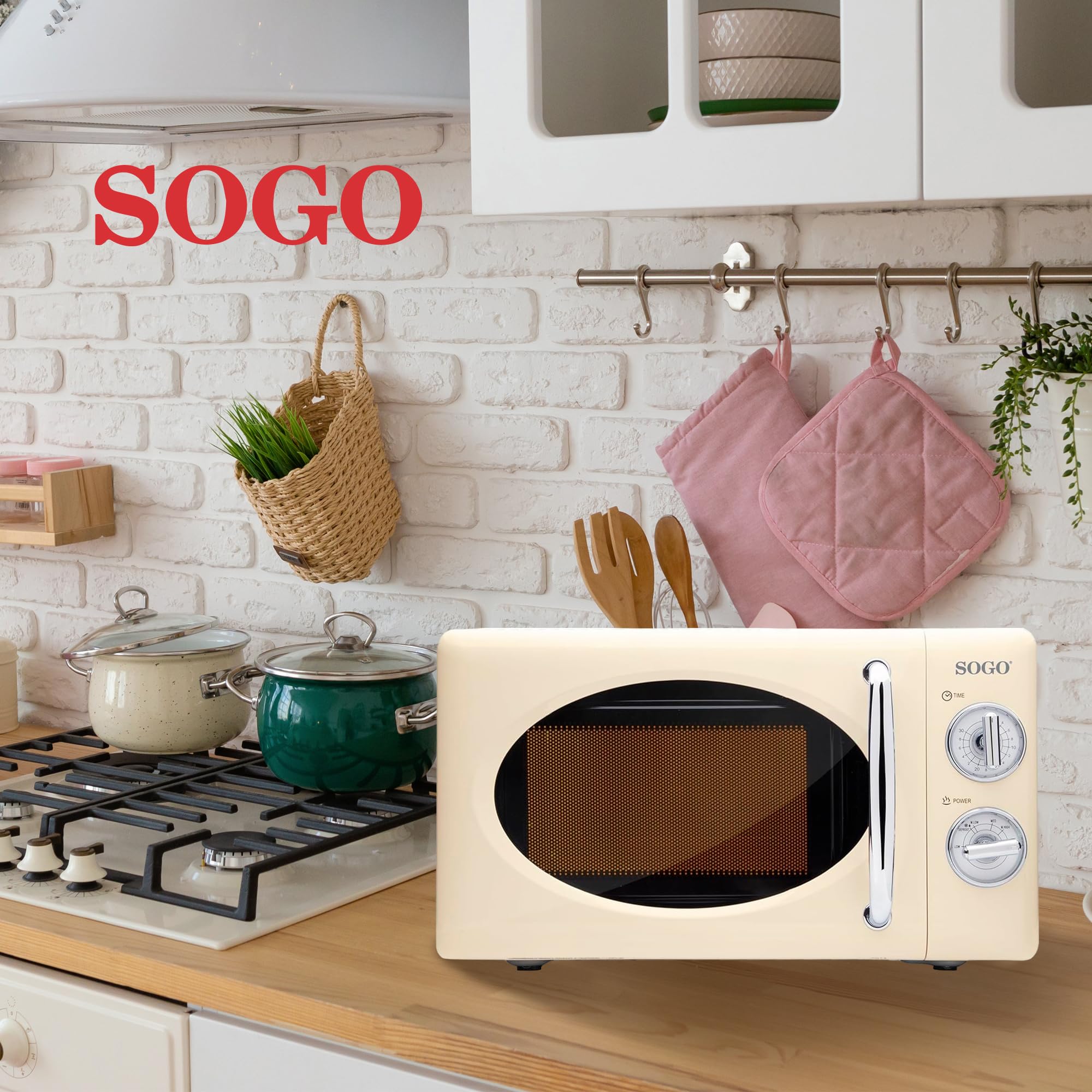 Sogo Microondas 20L 700W Vintage Beige 5 Potencias Descongelar Temporizador