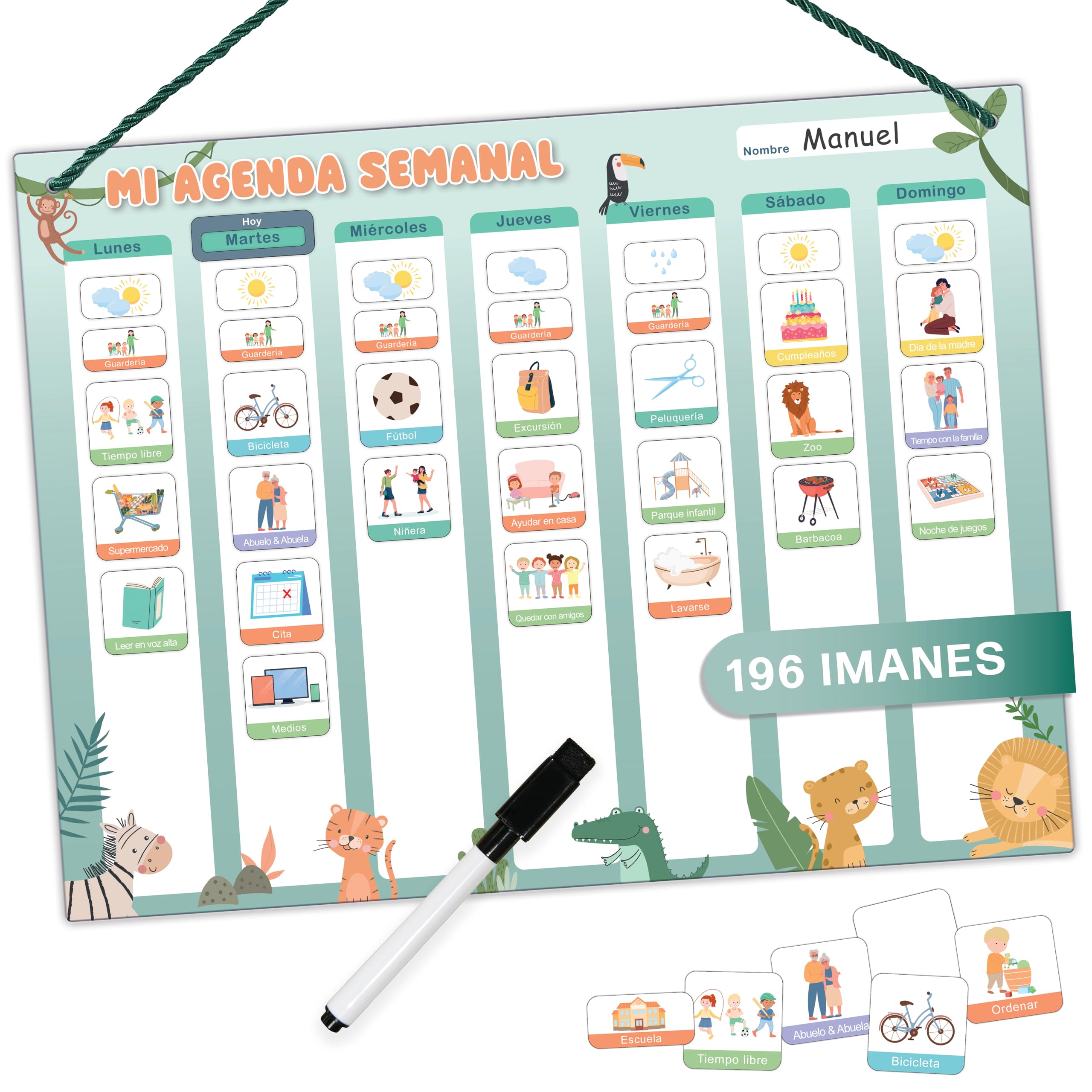 Planificador Semanal Infantil Pizarra Magnética Semanal Para Niños -  Planificador De Tareas Y Recompensas Con Bolígrafos Planificador Acrílico  Niños, image size:2560x2560