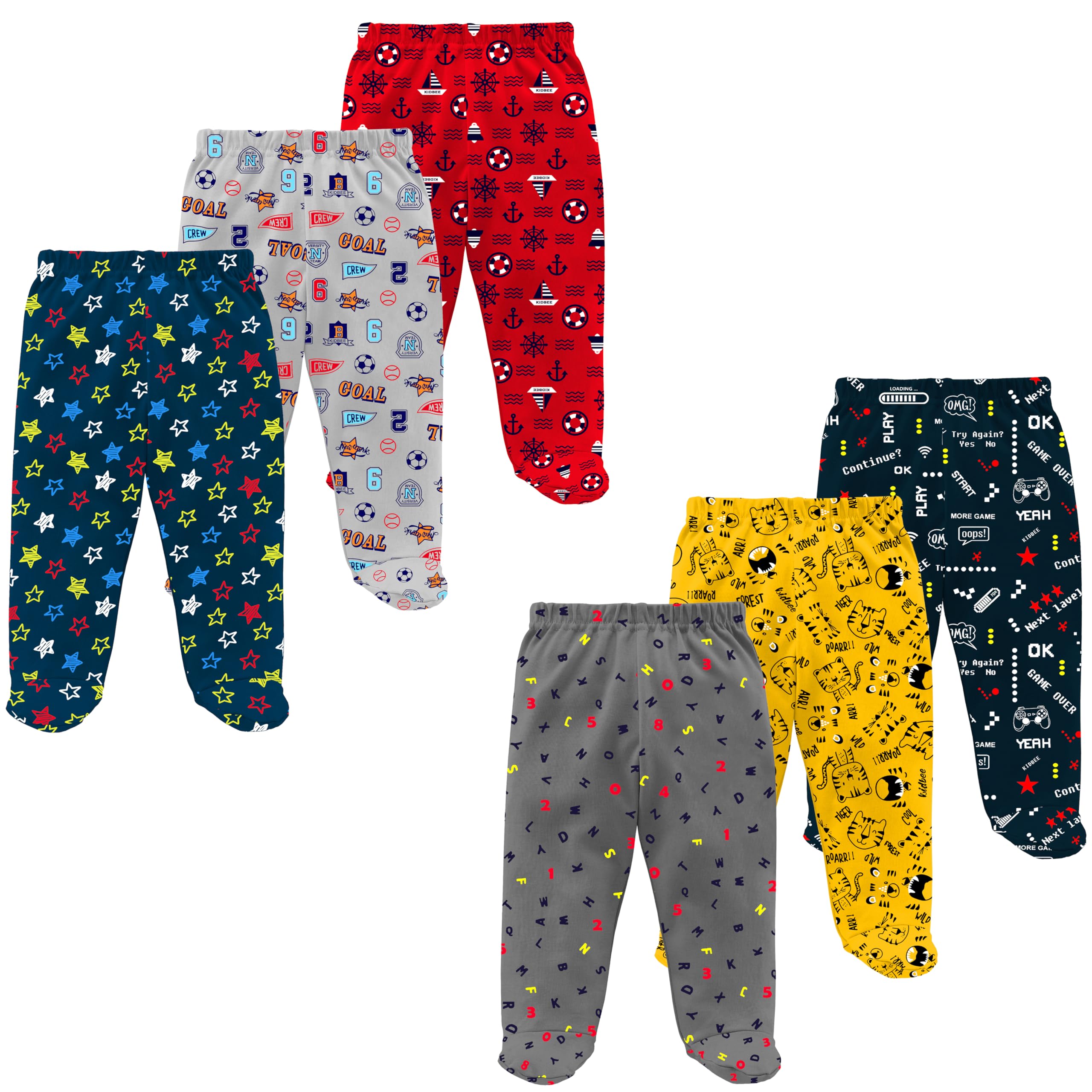 Kidbee Baby Girls & Boys Cotton Pant with Socks/Footies Pant (Set of 4)
