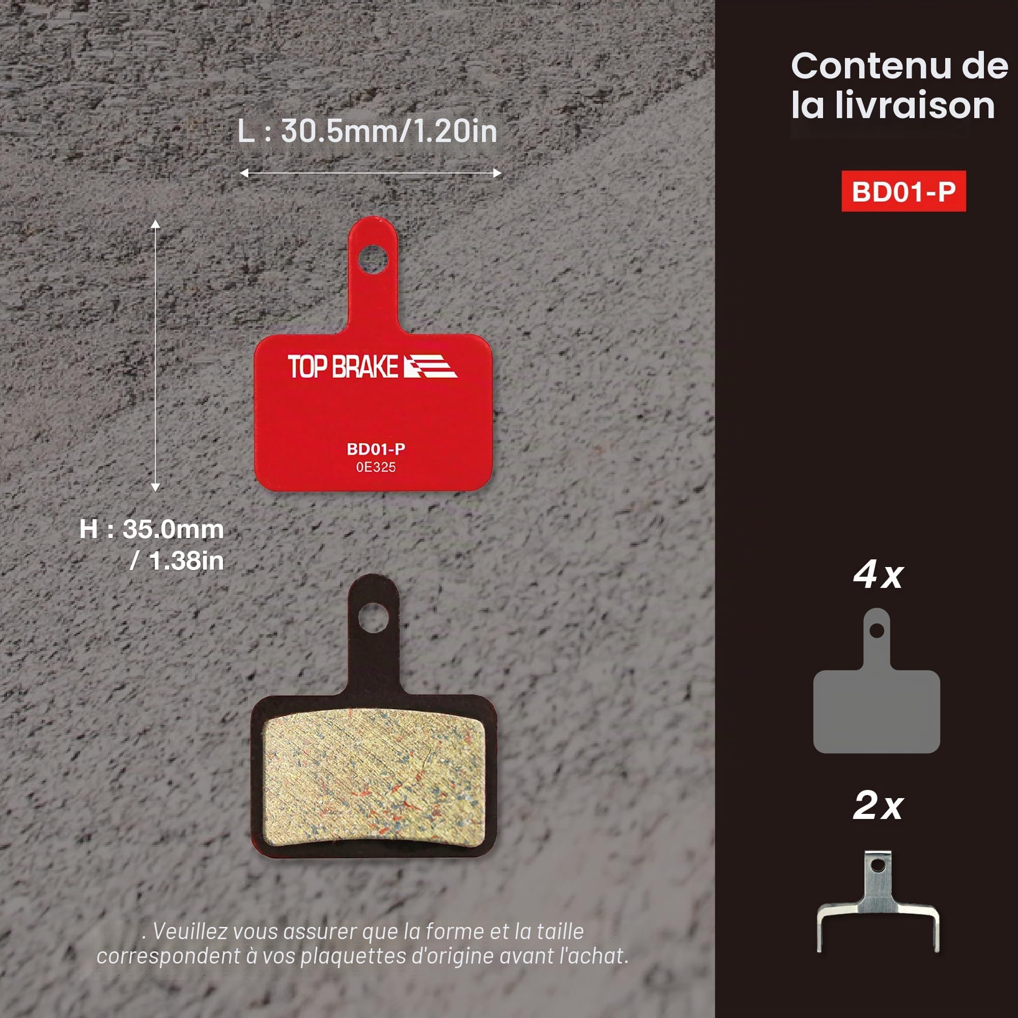 TOP BRAKE Plaquettes de Frein à Disque compatibles Shimano Deore M515 M525 TRP Hylex TEKTRO Orion VTT VTTAE Gravel XC Course Trail All Mountain