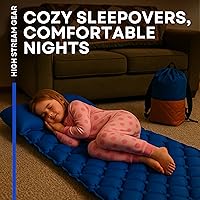 Vista 5 de Kids Sleeping Pad for Camping and Sleepovers with Pillow, Inflatable Camping Mattress for Backpacking & Travel, Thick Toddler Cot Mat, Fast